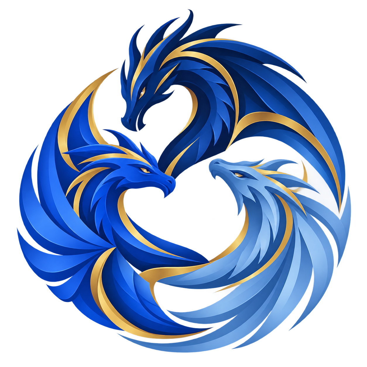 Three dragons forming a connected circle