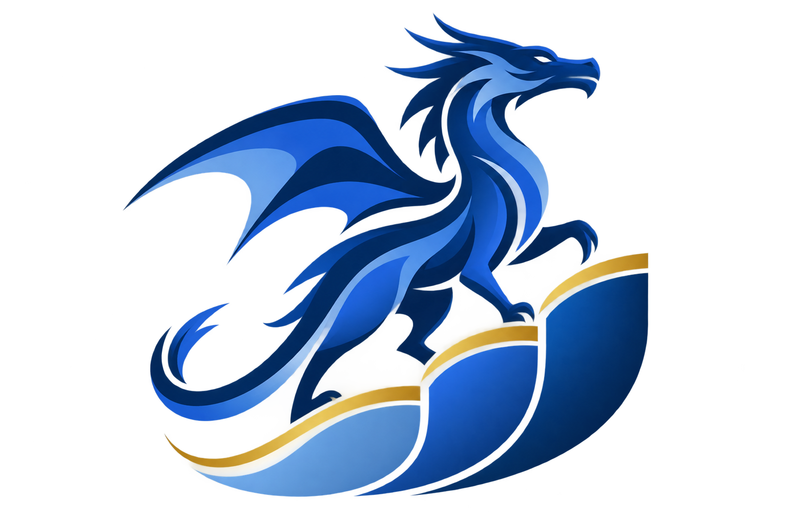 Dragon rising along a series of steps